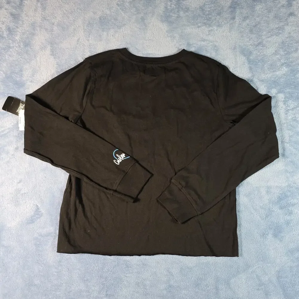 Carolina Panthers Girls 10/12 Long Sleeve Shirt NFL Team Apparel Black NWT